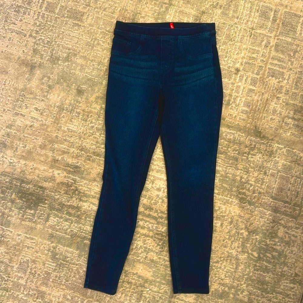Spanx Blue Denim Jegging Skinny Pull On Flex Waist Womens Size Small